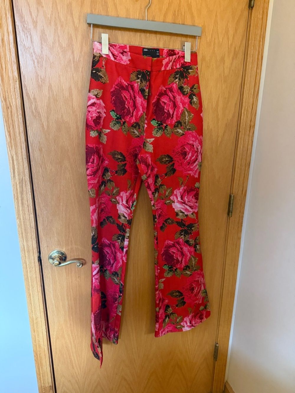 ASOS Red Floral Boot-Flare Pants